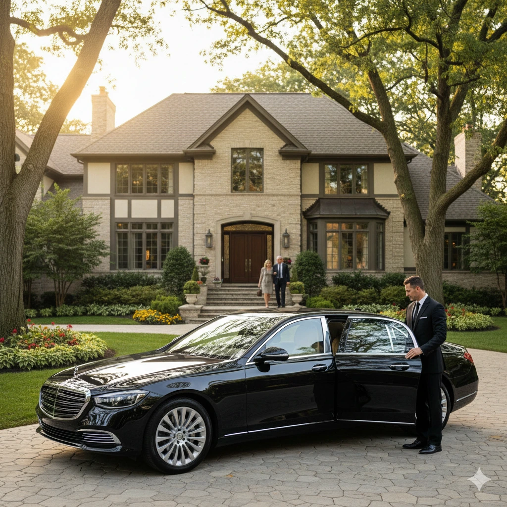 Luxury sedan at suburban Chicago home